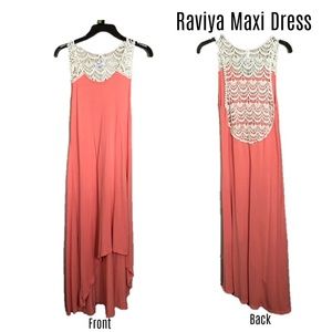 Raviya high low coral sleeveless maxi dress size M